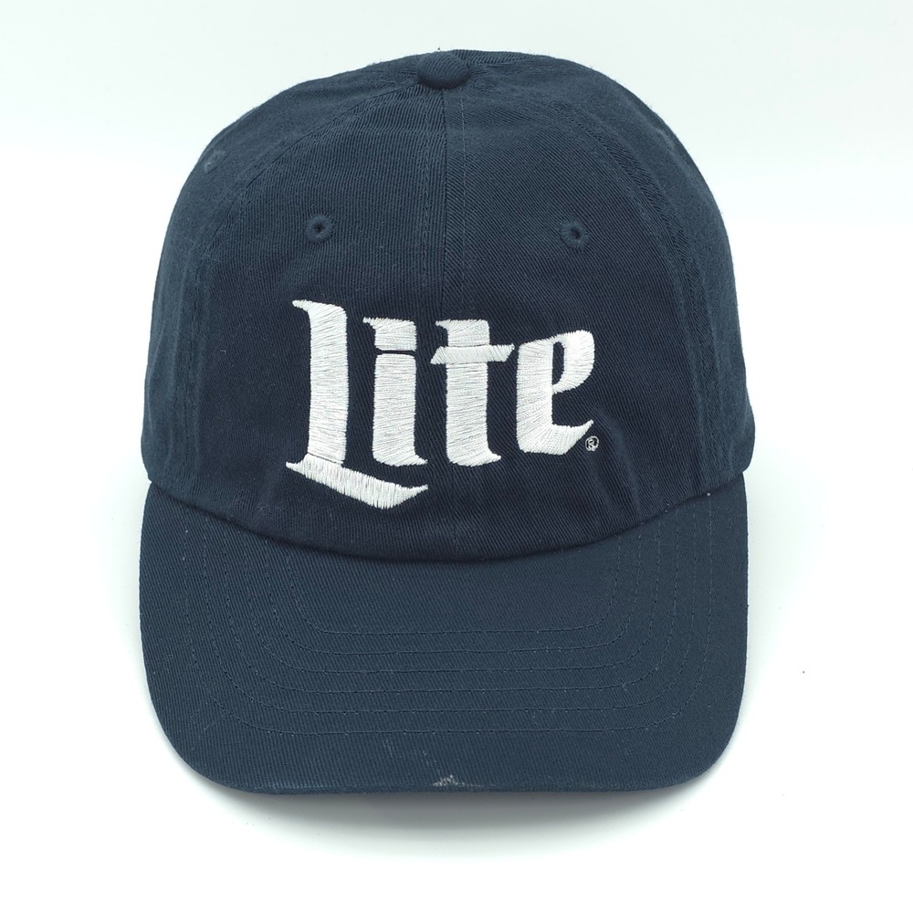 Miller Lite Hat Cap Mens Strap Back Blue Beer Alcohol Promo Adjustable